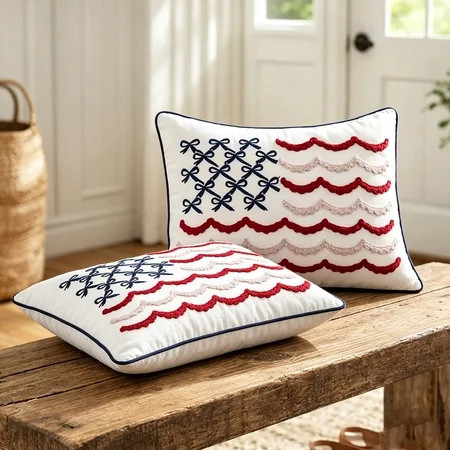 2 Pack Bow Flag Decorative Pillow, Red/White/Blue, Decorative Pillow Red White and Blue Decorations,4th of July Decorations Clearance | Walmart (US)