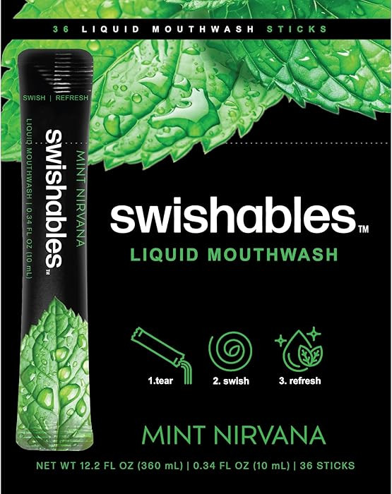 Pre-Filled Liquid Mouthwash Packets, Mint Nirvana, Alcohol-Free, Individual Sticks, Mini Travel S... | Amazon (US)