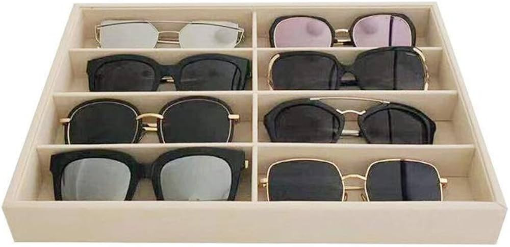 Large Beige Premium Quality Velvet Glasses Box Tray Stackable Practical Trade Show Home Use Jewel... | Amazon (US)