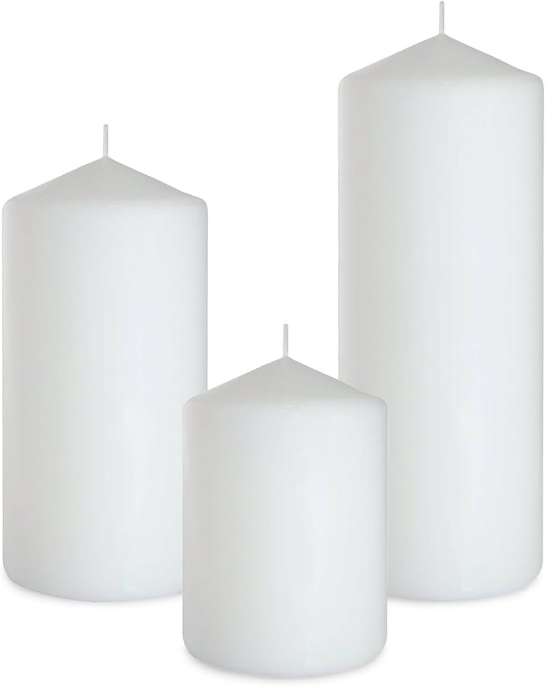Set of 3 Different Sizes White Pillar Candles, Dripless Unscented 3x4 3x6 3x8 Inch Large Cylinder... | Amazon (US)