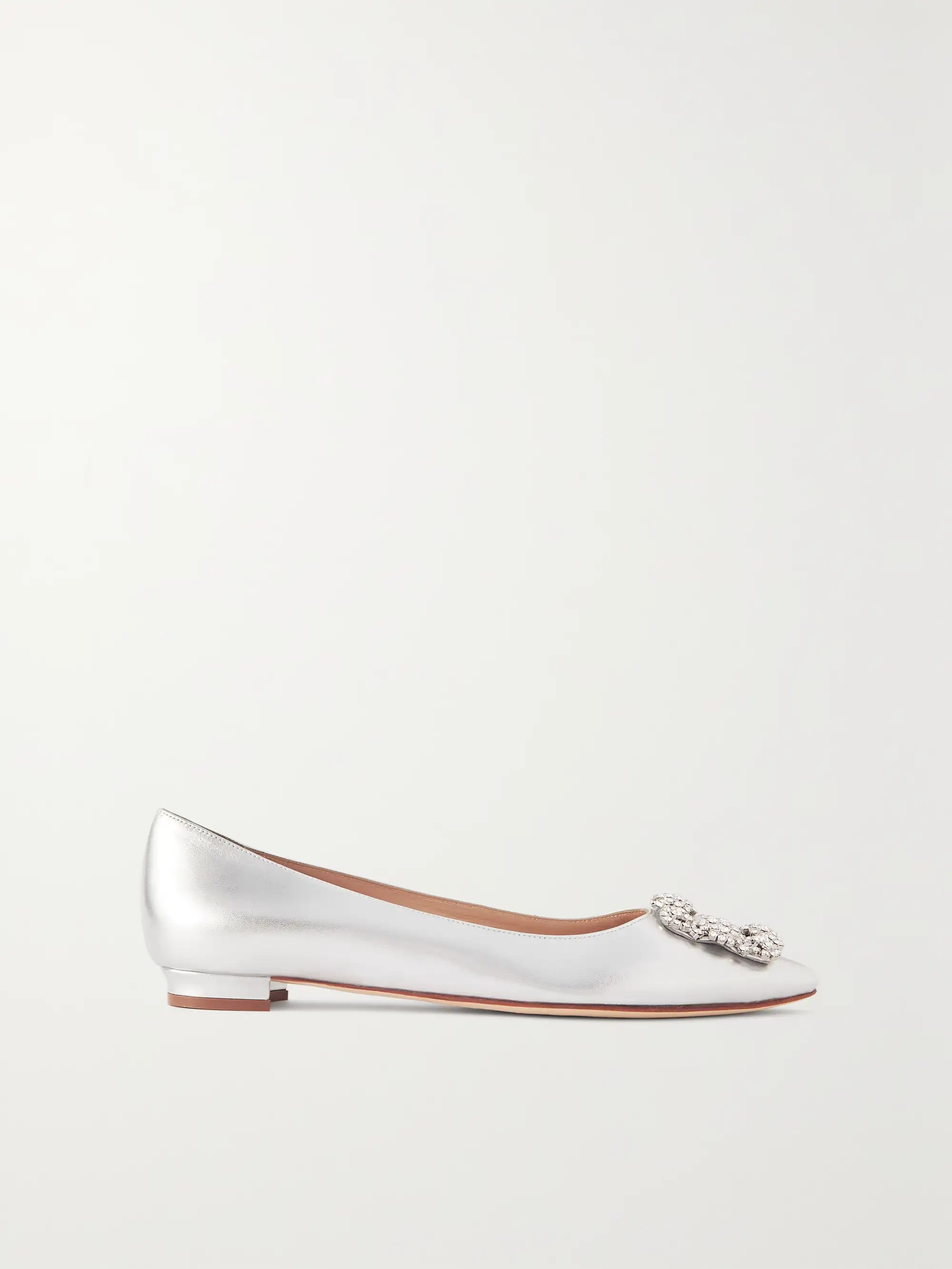 Hangisi embellished metallic leather point-toe flats | NET-A-PORTER (US)