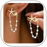 Starfish Earrings for Women Gold Sea Shell Earrings Summer Beach Vacation Outfits for Women | Amazon (US)