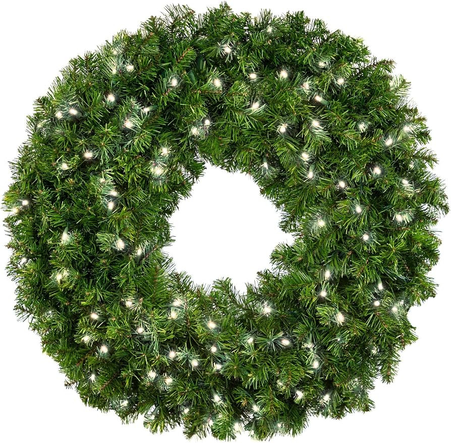 Pro Christmas™ Deluxe Oregon Fir Wreath – 36” Lighted Front Door Christmas Wreath – Outdo... | Amazon (US)
