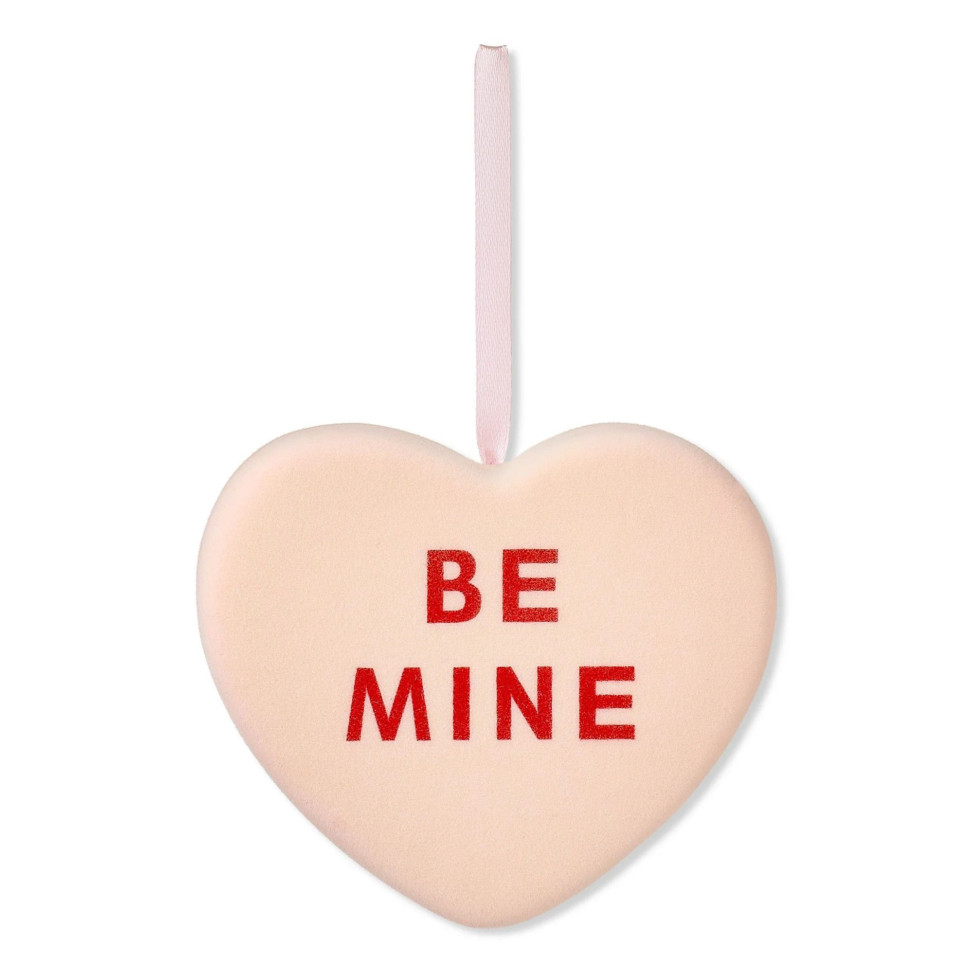 Small Flocked Be Mine Heart Hanging Decoration, Pink, 6", Valentine's Day by Way To Celebrate | Walmart (US)