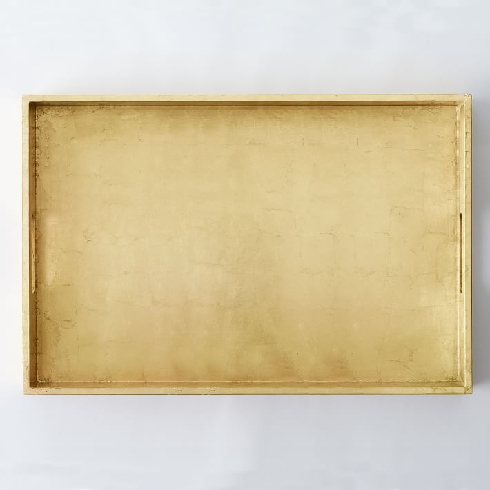 Reclaimed Wood Lacquer Tray, 18"x 28", Gold | West Elm (US)