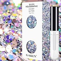 Silver Holographic Chunky Cosmetic Glitter Body Hair Face Eye Nail for Festival Carnival Concert Par | Amazon (US)