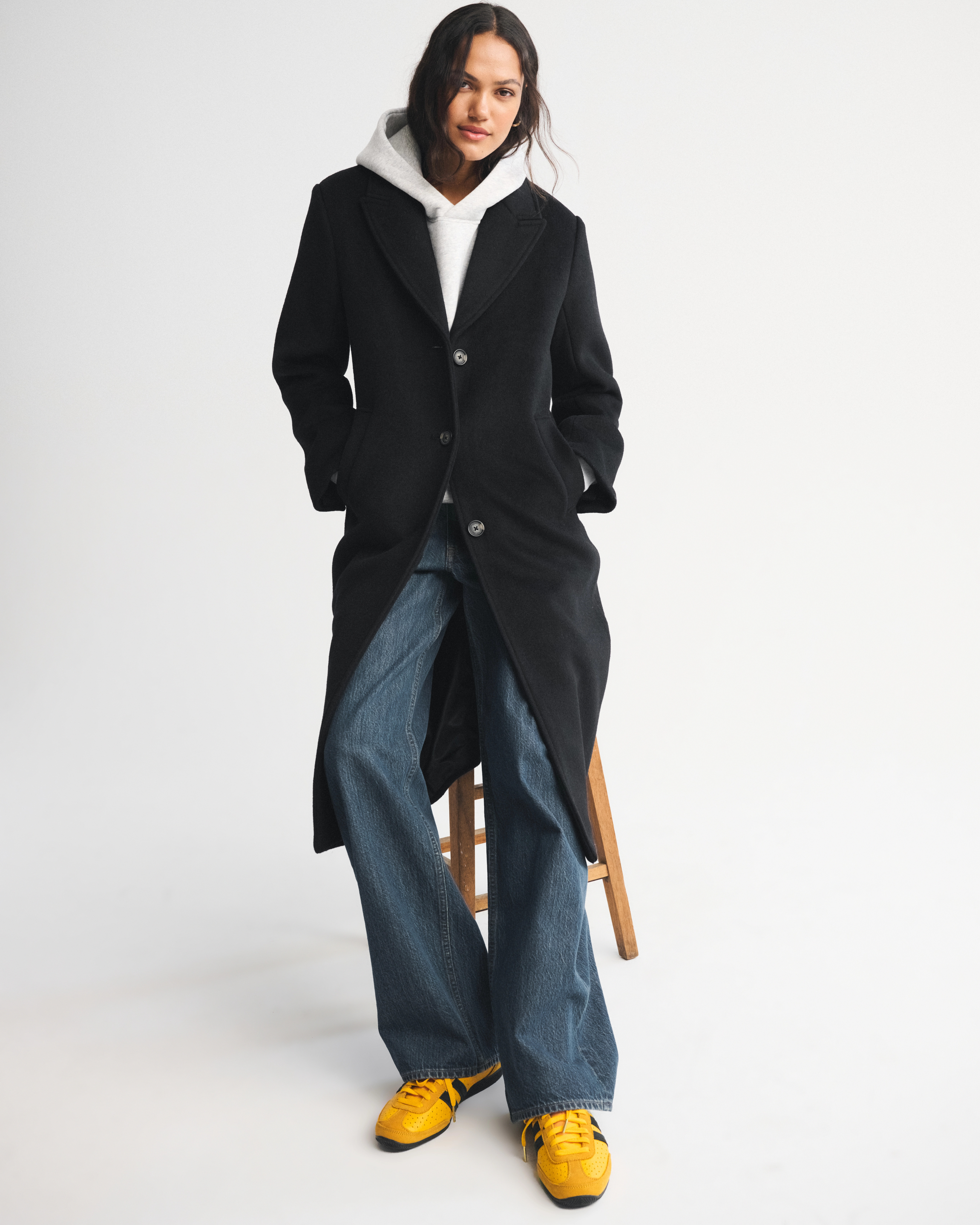 Wool-Blend Tailored Topcoat | Abercrombie & Fitch (US)