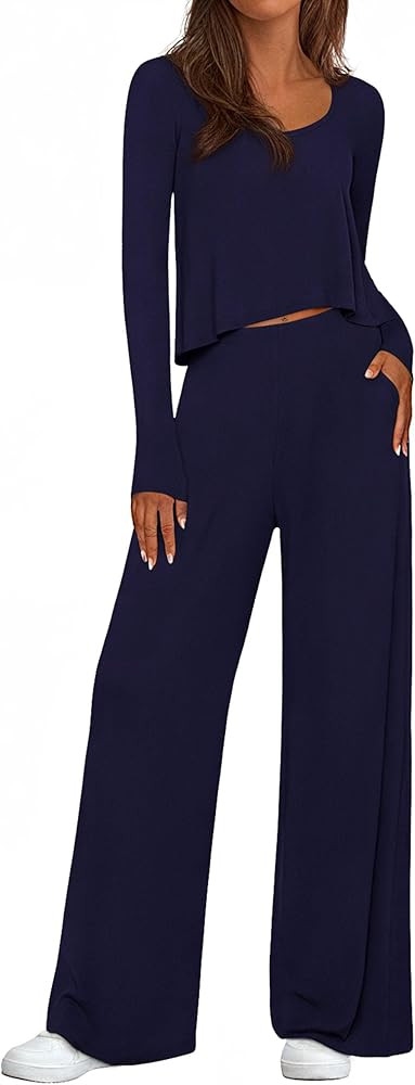 PRETTYGARDEN Women's 2 Piece Lounge Fall Sets 2025 Casual Long Sleeve Pajamas Comfy Pants Matchin... | Amazon (US)