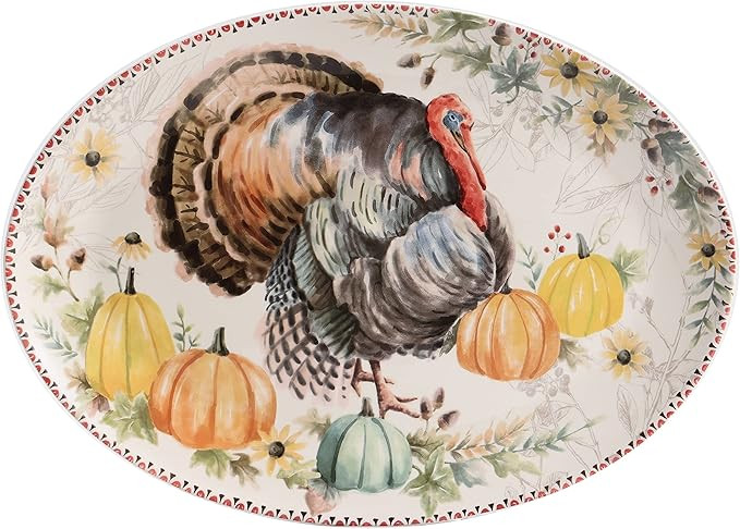 Bico Blessing Season Ceramic 19 inch Oval Platter, Microwave & Dishwasher Safe | Amazon (US)