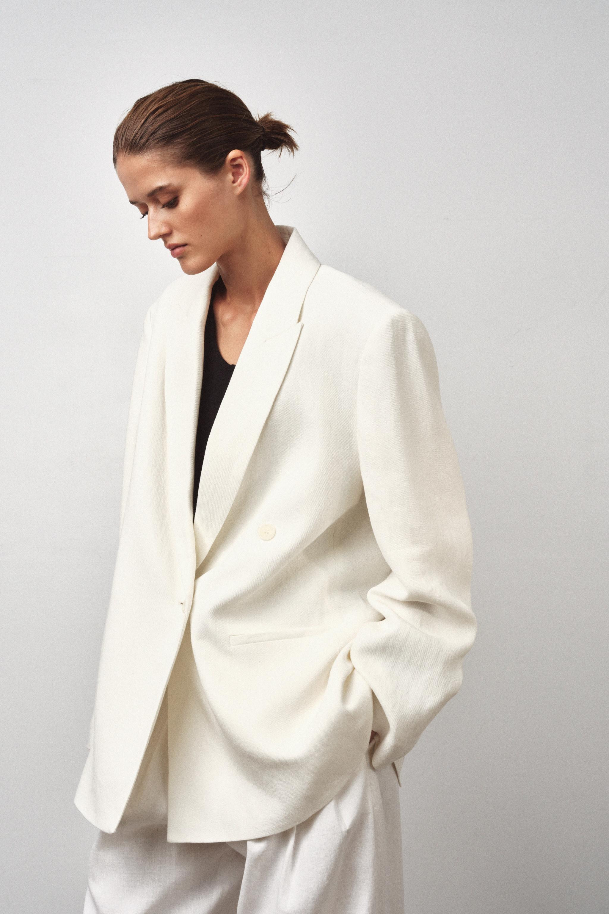 ZW COLLECTION LINEN BLEND DOUBLE BREASTED BLAZER | Zara US