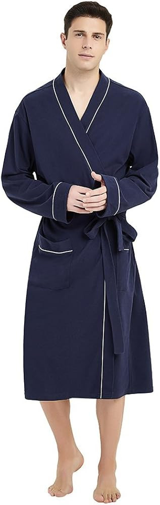 U2SKIIN Mens 100% Cotton Robe Lightweight Knit Bathrobe | Amazon (US)