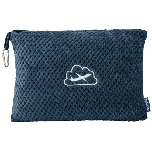 BEDELITE Travel Blanket with Bag, Ultra-Soft Jacquard Fleece Blanket with Luggage Sleeve & Backpack Clip, Airplane Blanket Travel Essentials, Navy | Amazon (US)