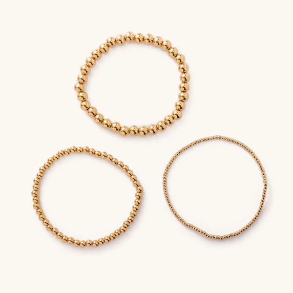 Waterproof Gold Beaded Ball Bracelets | Nikki Smith Designs