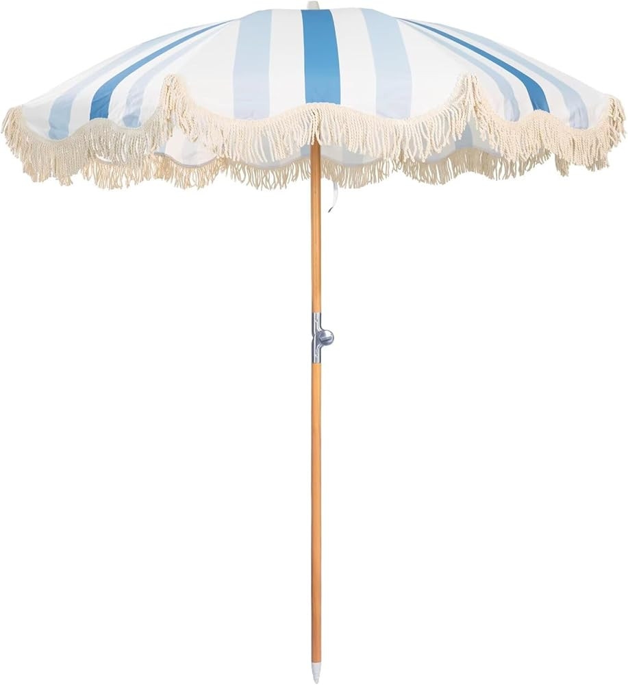 6.5ft Boho Beach Umbrella with Fringe, UPF 50+ Tassel Umbrellas with Carry Bag, Premium Wood Pole... | Amazon (US)
