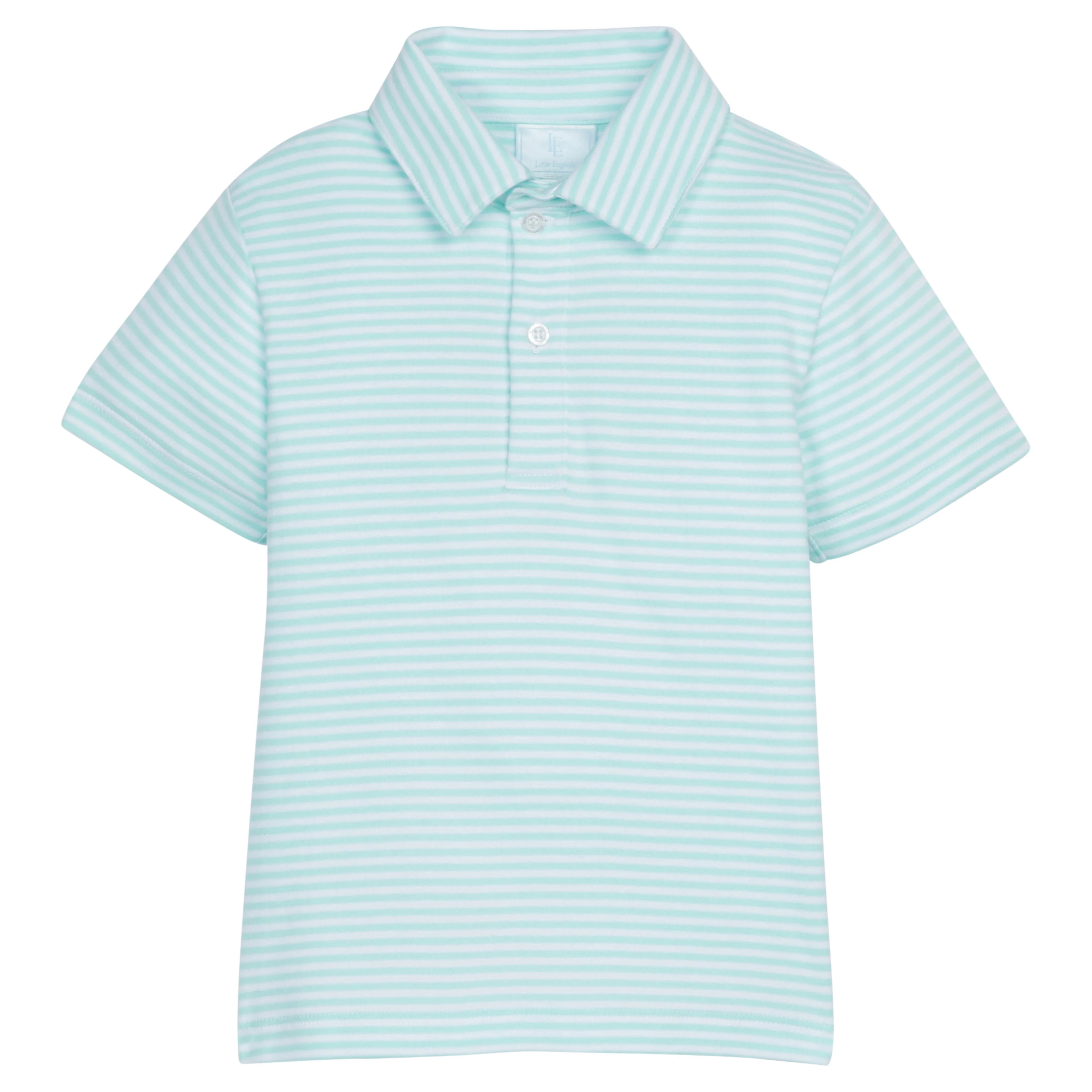 Short Sleeve Polo - Little Boy's Blue Striped Shirt | Little English