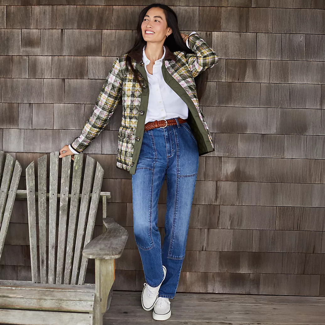 Women's Soft Denim High Rise Rail Straight Leg Utility Jeans | Lands' End (US)