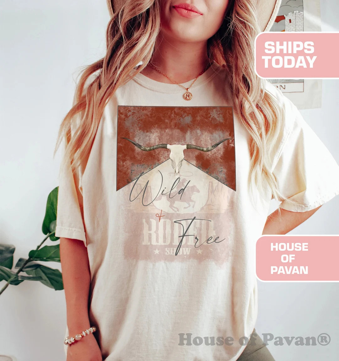 Western American Rodeo Shirt, Vintage Inspired Tee Shirt, Western Graphic Tee, Retro Tee Shirt, C... | Etsy (US)