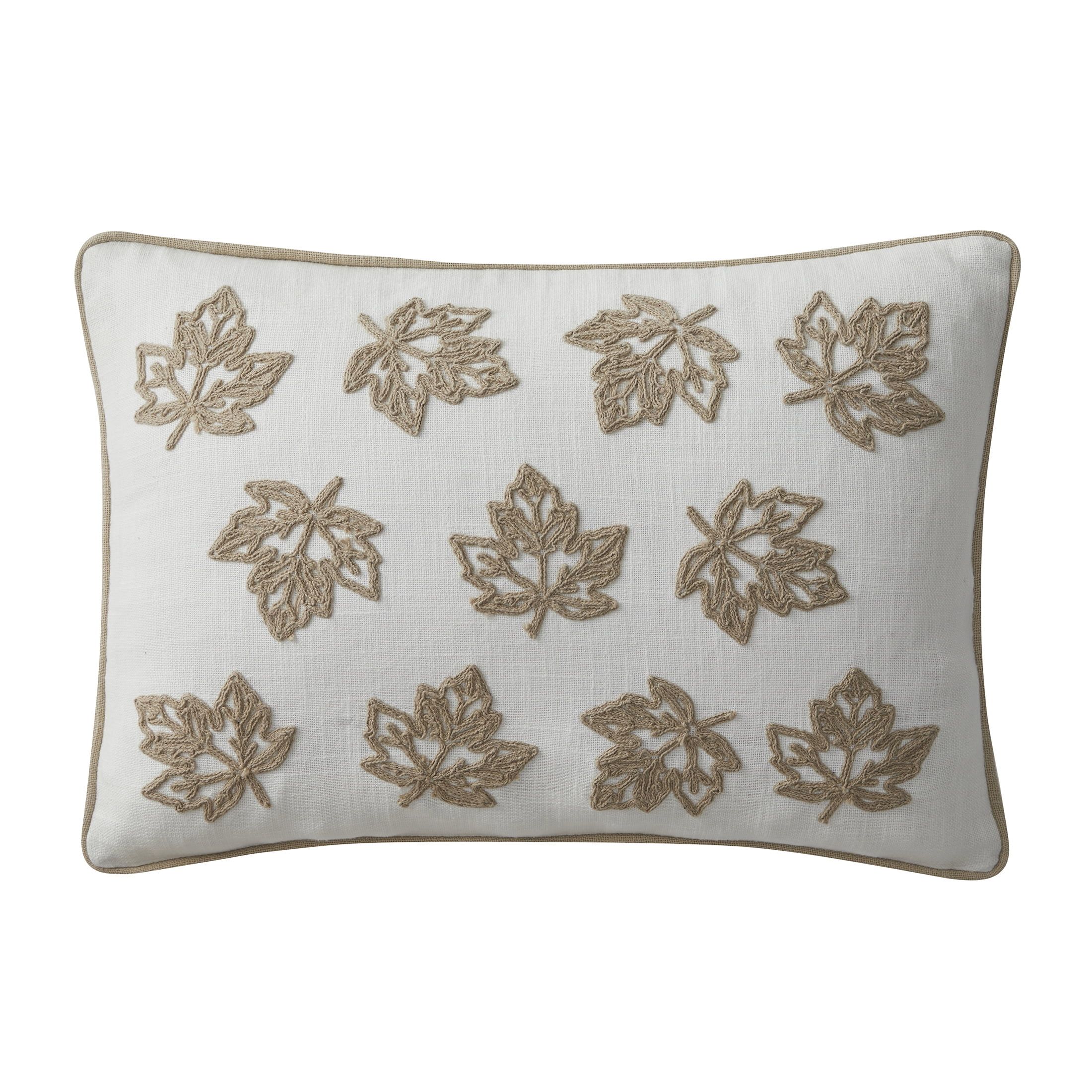 My Texas House Maple Leaf 14" x 20" White Pepper Cotton Fall Decorative Pillow Cover | Walmart (US)