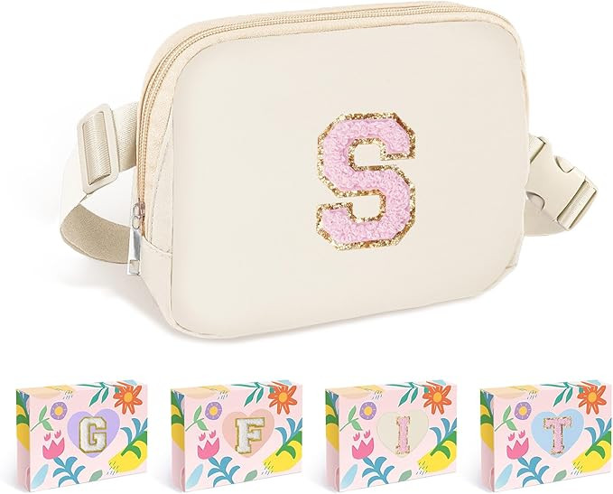 COSHAYSOO Ivory Fanny Pack for Girls Purse Crossbody Belt Bag with Initials, Personalized 6 7 8 9... | Amazon (US)