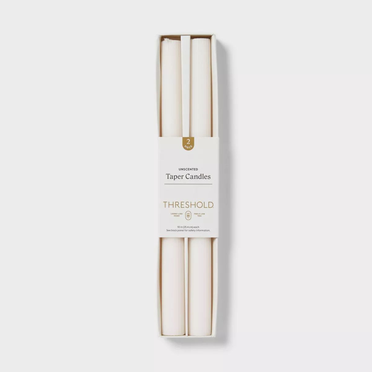 2pk 1.06oz 10" Gardenia Unscented Ribbed Taper Flame Candles - Threshold™ | Target