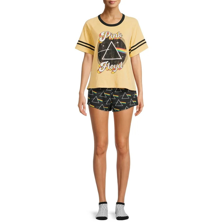 Pink Floyd Women's T-Shirt, Sleep Shorts and Socks, 3-Piece Set | Walmart (US)