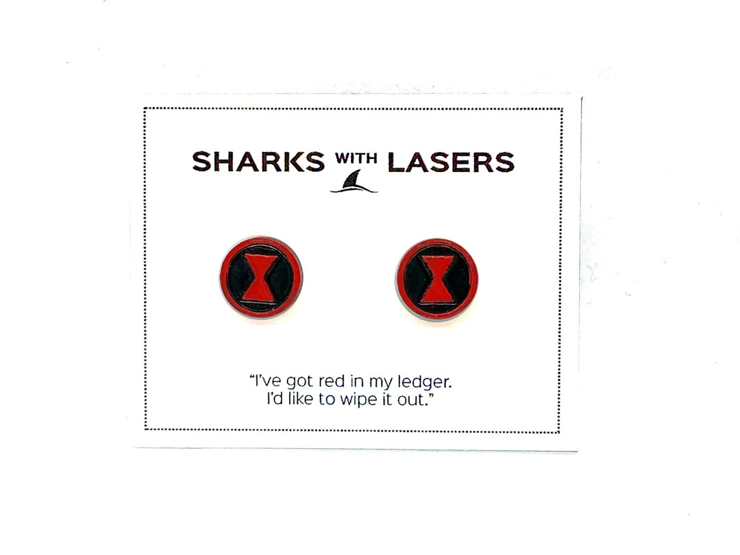 Black Widow Natasha Rominoff Earrings Disney Marvel Avenger Poser Jewelry Wooden Stud Quirky Gift... | Etsy (US)