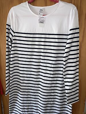 BNWT Ladies Longsleeved Black Striped Tshirt Dress Size 8.. | eBay AU