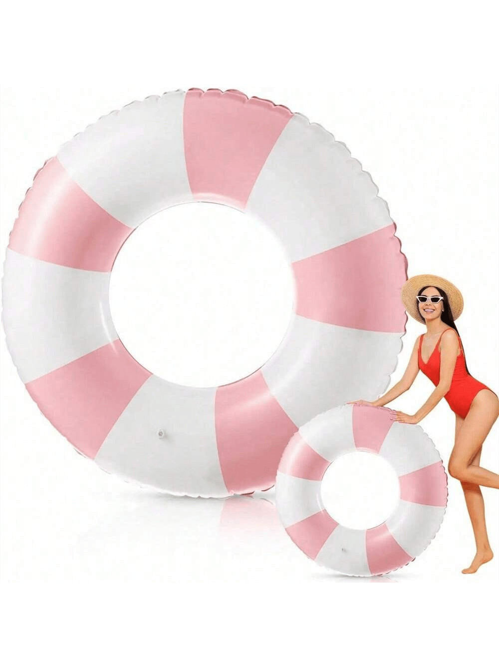 Jumbo Opblaasbare Zwembadvlotter Floaties Zwembadbuizen Klassiek Gestreepte Zwembadringen Voor Ki... | SHEIN