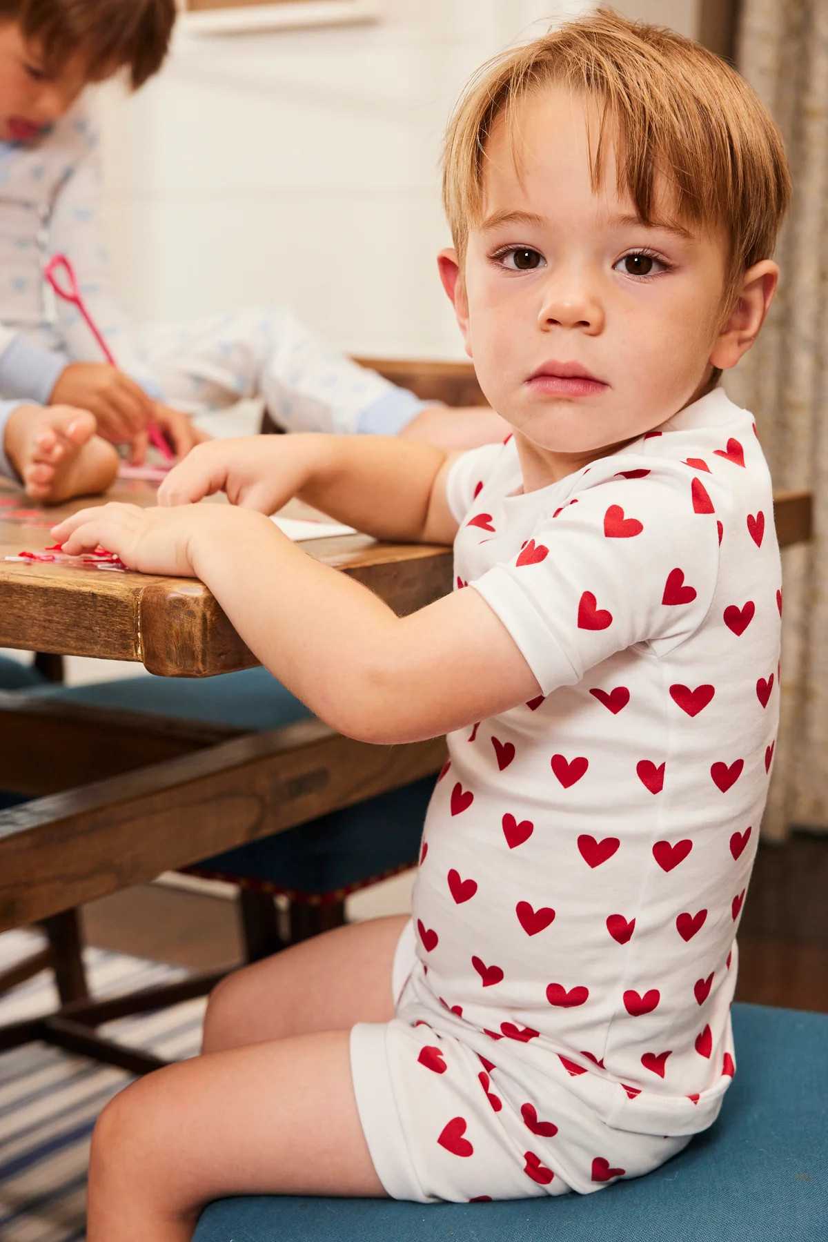 Kids Shorts Set in Classic Red Heart | Lake Pajamas