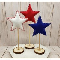 4Th Of July Decor, 3 Tall Standing Red, White & Blue Star Felt Set, Independence Day, Mantel, Shelf, Desk, Tiered Tray Decor | Etsy (US)