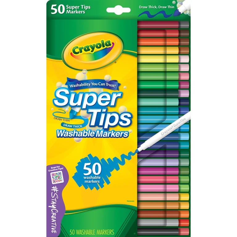 Crayola Super Tips Washable Markers for Kids, 50 Ct, Back to School Supplies, Arts and Crafts, Cl... | Walmart (US)