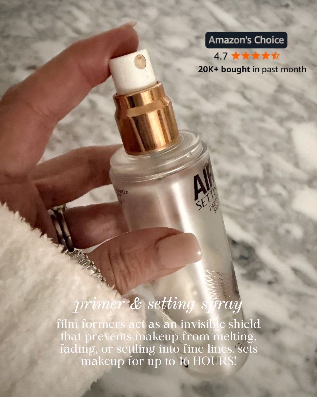 PRIMER & SETTING SPRAY — LONG-LASTING MAKEUP HOLD WITH A SMOOTH FINISH! This multi-use primer and setting spray creates a lightweight, invisible barrier that helps keep makeup in place without caking or settling into fine lines. Film-forming ingredients lock everything in, reducing melting, fading, and creasing for a polished look that lasts throughout the day. Ideal for extending wear time while maintaining a natural, smooth finish for up to 16 hours.

#Amazon #TheHillaryStyle #MakeupSettingSpray #PrimerAndSetting #LongLastingMakeup #FlawlessFinish #MakeupRoutine #BeautyEssentials #EverydayGlam 

 #LTKmomlife #LTKselfcare #LTKOver40