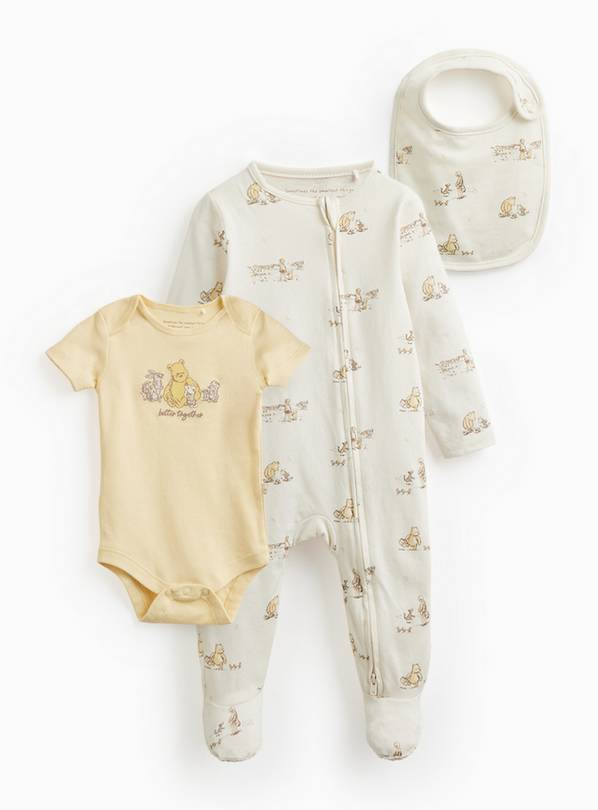 Yellow Winnie The Pooh Print 3-Piece Starter Set 6-9 months | Tu Clothing