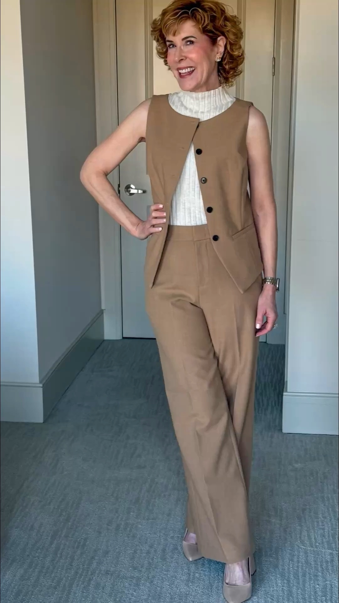 I love how this tailored vest and wide leg pant set instantly looks pulled together. TheI love how this tailored vest and wide leg pant set instantly looks pulled together. The all-season fabric has gorgeous drape with comfortable stretch, and you can wear the pieces together or mix them into other outfits to maximize cost per wear. Such a smart, versatile addition to a spring and summer wardrobe.

#LTKSaleAlert #LTKSpringSale #LTKOver40