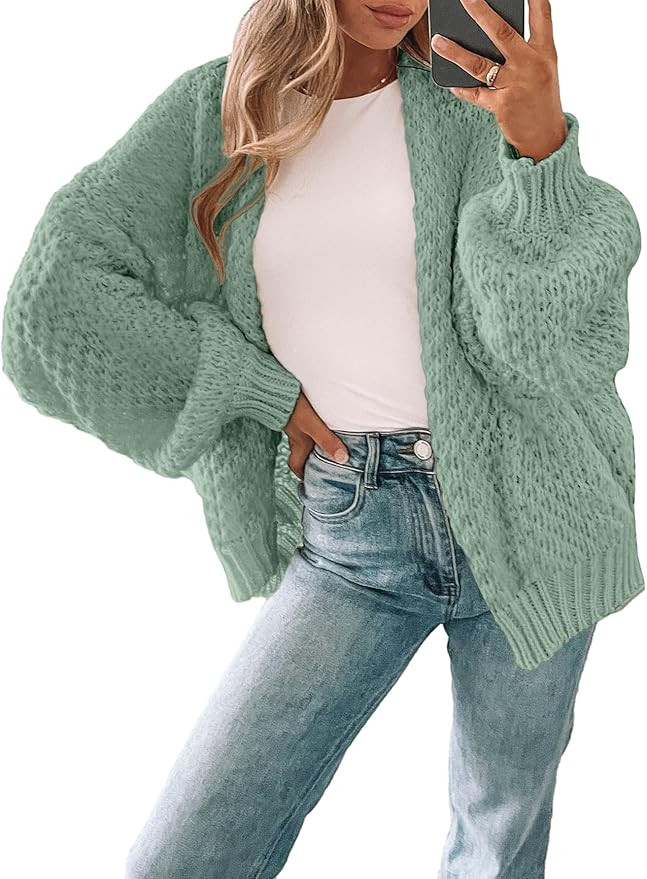 Womens Oversized Long Cardigan Sweater Fall 2025 Trendy Ladies Cute Slouchy Chunky Waffle Knit Op... | Amazon (US)