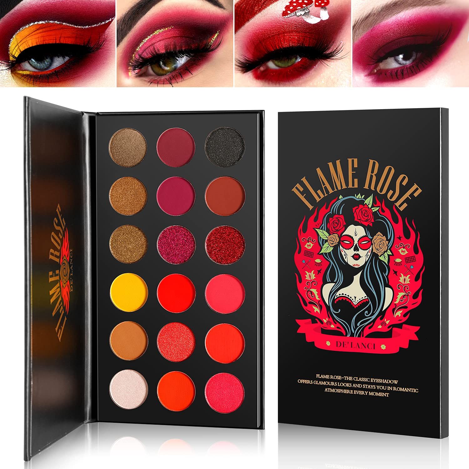 Afflano Red Eyeshadow Palette Highly Pigmented, Long Lasting True Red Eye Shadow Christmas Clown ... | Amazon (US)