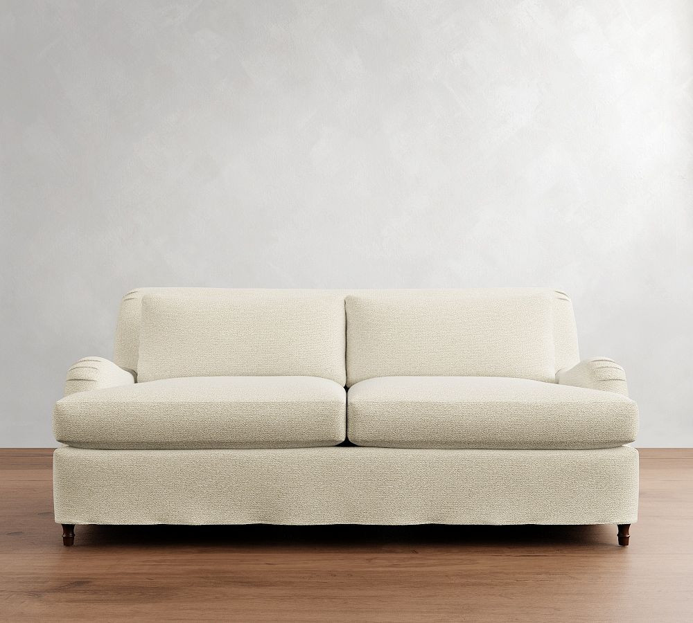 Carlisle English Arm Slipcovered Sofa 80", Polyester Wrapped Cushions, Performance Boucle Ivory | Pottery Barn (US)