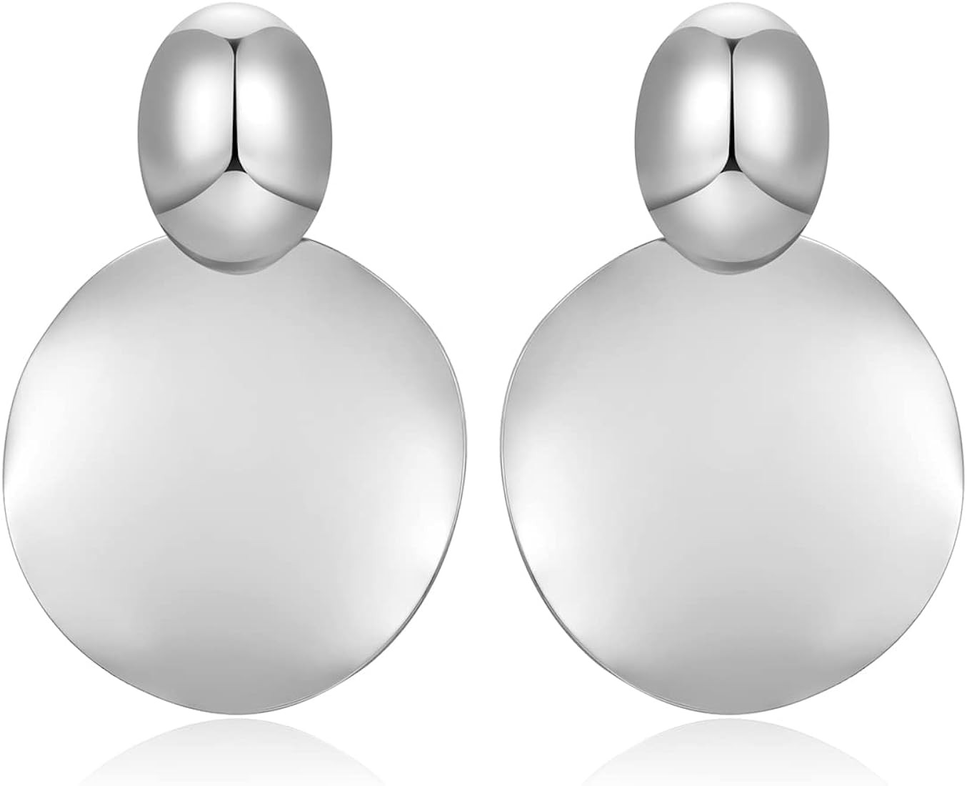 Big Disc Drop Earrings Gold Dangle Earrings Round Hammered Earrings Women | Amazon (US)