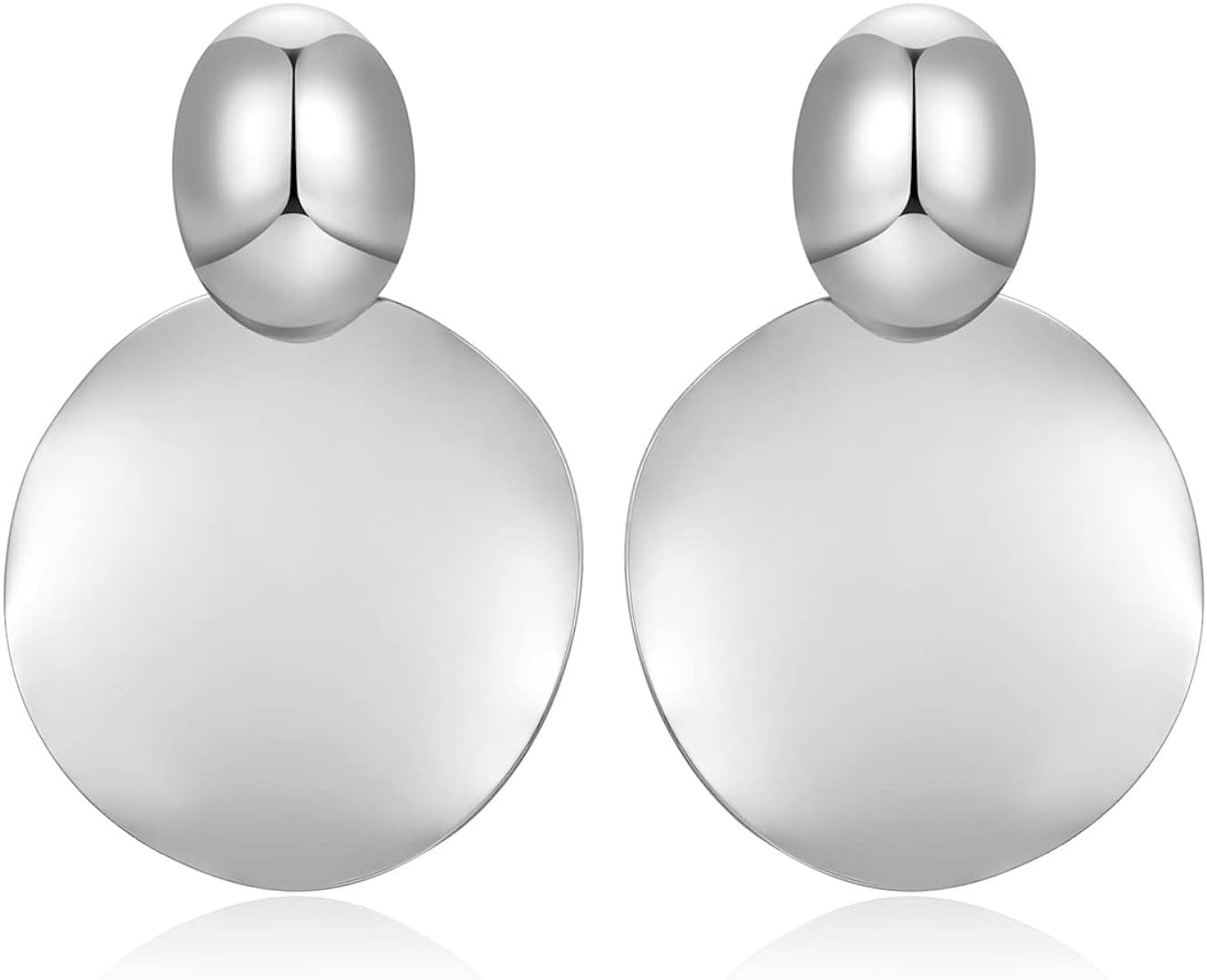 Big Disc Drop Earrings Gold Dangle Earrings Round Hammered Earrings Women | Amazon (US)