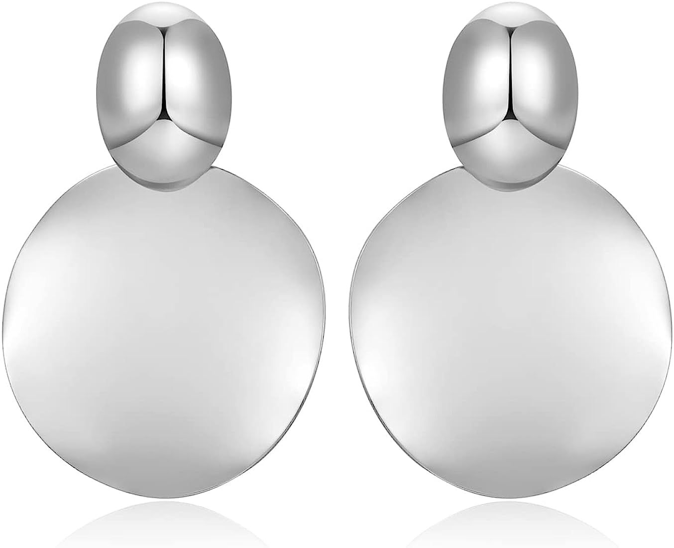 Big Disc Drop Earrings Gold Dangle Earrings Round Hammered Earrings Women | Amazon (US)