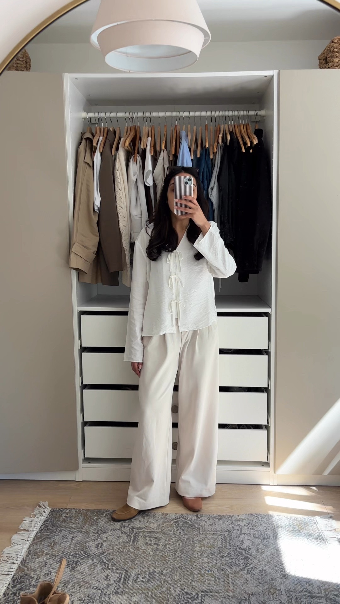 sainsburys, h&m, mango, katie loxton, bow tie front top, bow tie blouse, summer blouse, white blouse, flowy summer blouse, full sleeve blouse, white trousers, monochrome outfit, tan suede loafers, summer loafers, suede bag, suede bucket bag

#LTKfindsunder50 #LTKSeasonal #LTKeurope