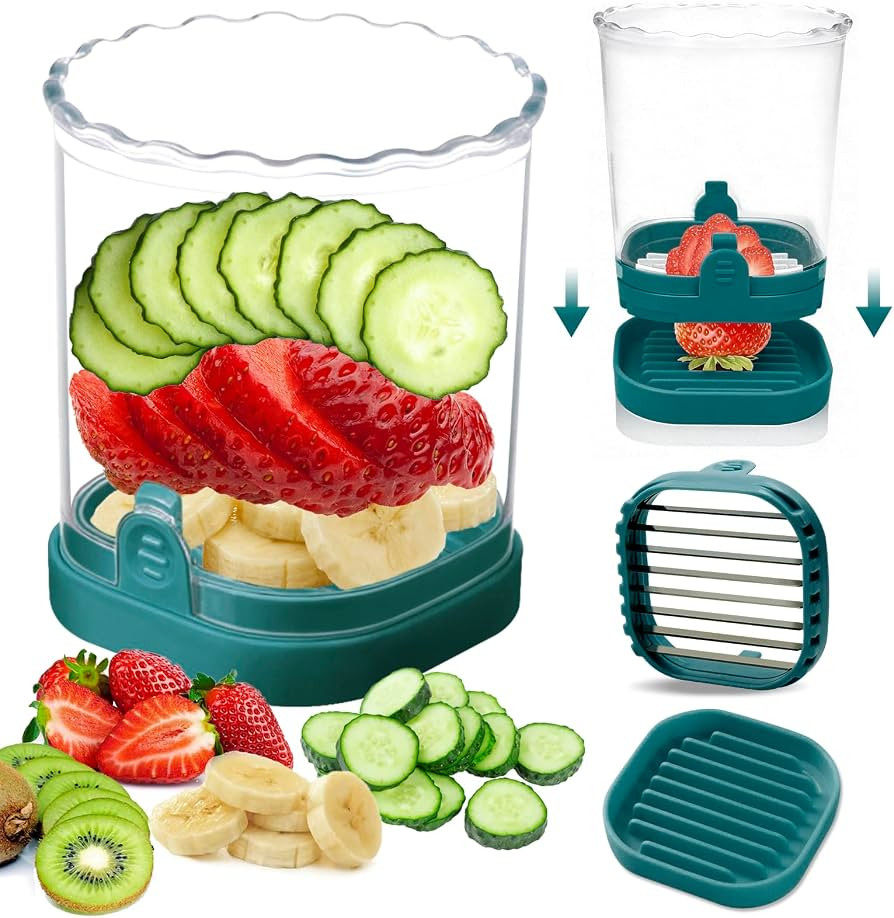 Strawberry Slicer\uff1aFruit Slicer Cup Veggie Salad Speed Cutter for Strawberries Egg Banana Mus... | Amazon (US)