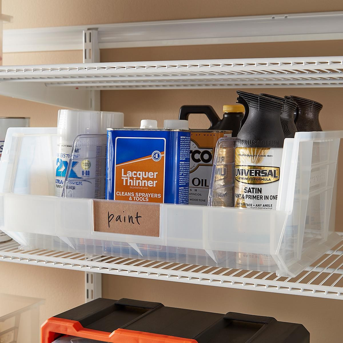 Utility Extra Wide Stackable Plastic Bins | The Container Store