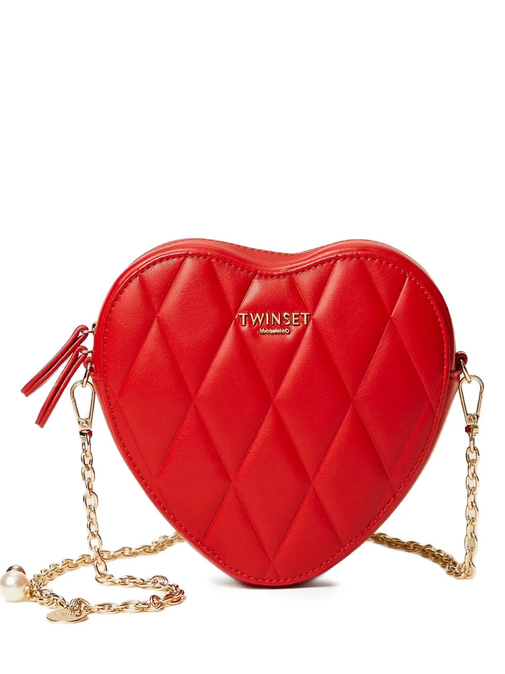 TWINSET quilted heart chain mini bag - Red | Farfetch Global