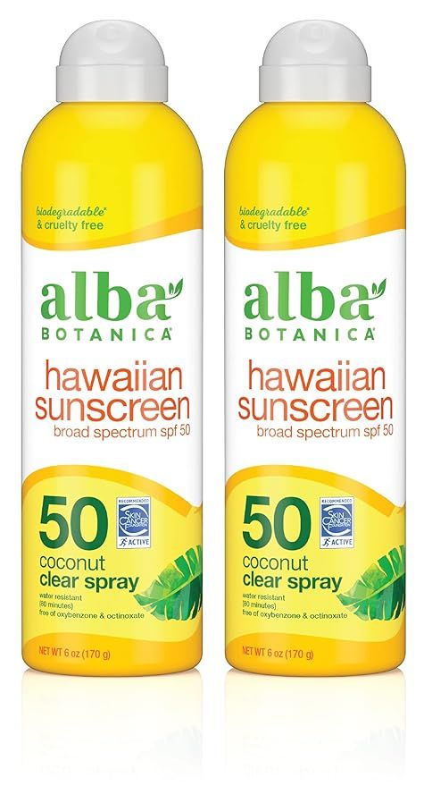 Alba Botanica Sunscreen for Face and Body, Hawaiian Coconut Sunscreen Spray, Broad Spectrum SPF 5... | Amazon (US)