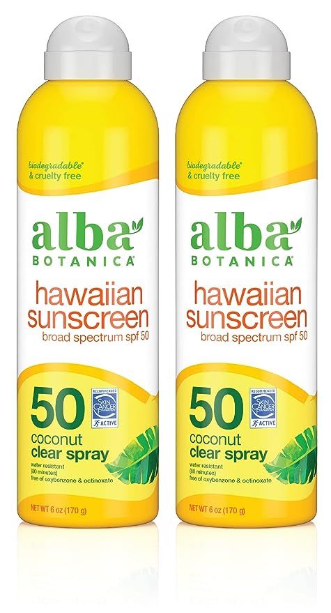 Alba Botanica Sunscreen for Face and Body, Hawaiian Coconut Sunscreen Spray, Broad Spectrum SPF 5... | Amazon (US)