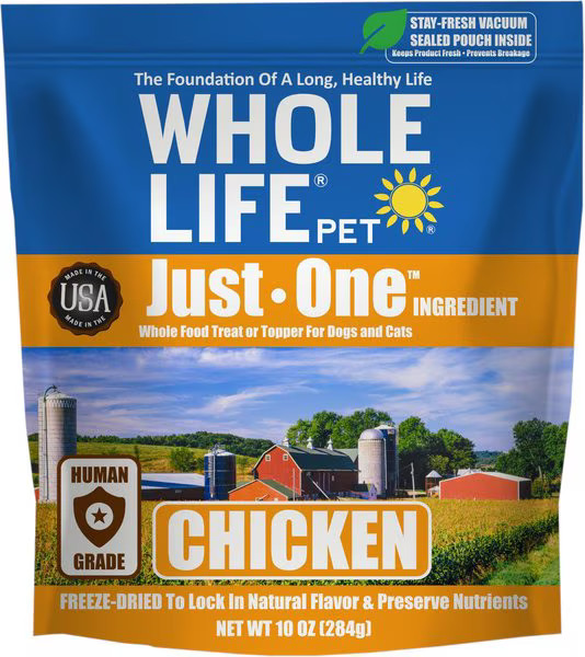WHOLE LIFE Just One Ingredient Pure Chicken Breast Freeze-Dried Dog & Cat Treats, 21-oz bag - Che... | Chewy.com