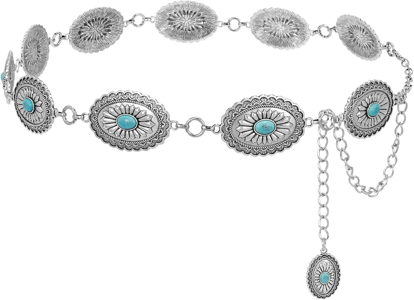 SUOSDEY Women Metal Waist Chain Belt Concho Western Cowgirls Country Belt for Jeans Dress at Amaz... | Amazon (US)