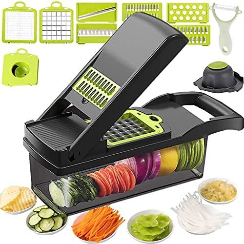 Amazon.com: Ourokhome Onion Chopper Vegetable Dicer - 7 Blades Mandolin Slicer Pro Cutter with Egg S | Amazon (US)