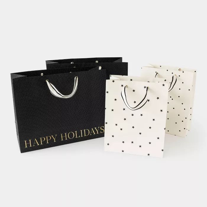 Black Gift Bag Set, Set of 4 (2 cub, 2 vogue) - Sugar Paper&#8482; | Target